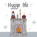 Cosy vector illustration hygge elements